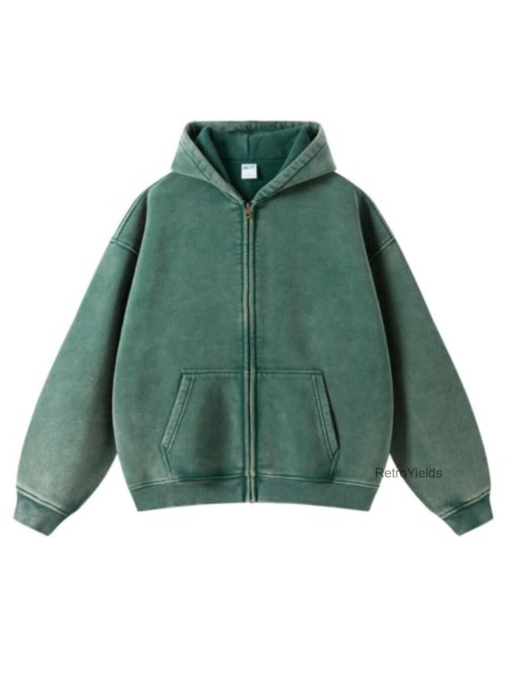 Oversized Zip Up Hoodie with Pockets, Y2K Acid Wash Sweatshirt